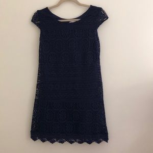 Navy Lace Shift Dress